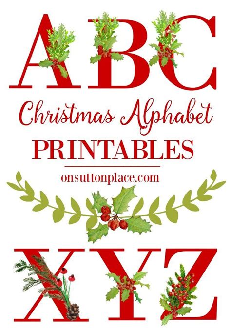 Christmas Alphabet Printables Complete Set Of Letters Numbers