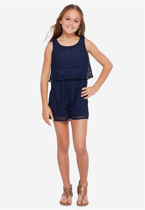 Crochet Tie Back Romper Girls Tshirts Rompers Junior Outfits