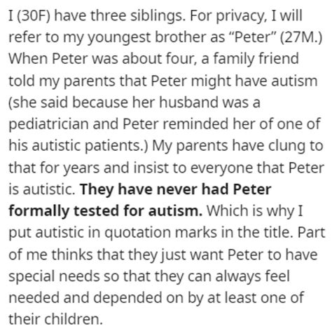 Woman Refuses To Take Care Of Her Autistic Brother After Their Parents
