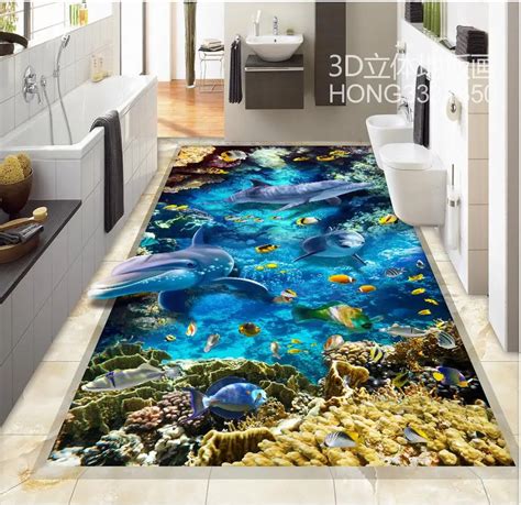 Home Decoration Dolphin Marine World Custom Photo Self Adhesive 3d