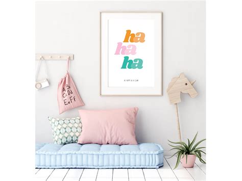 Ha Ha Ha Wall Art Typography Print Childrens Room Decor Etsy