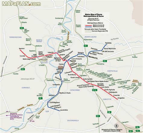 Rome Map Metro Subway Map With Attractions Overlay
