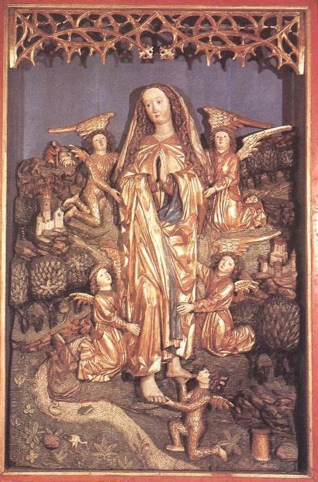 Mary magdalene has been represented in many different ways throughout history, especially during the baroque and renaissance periods. Assumption of Saint Mary Magdalene, central sculpture of the Berki Altarpiece (northern Hungary ...