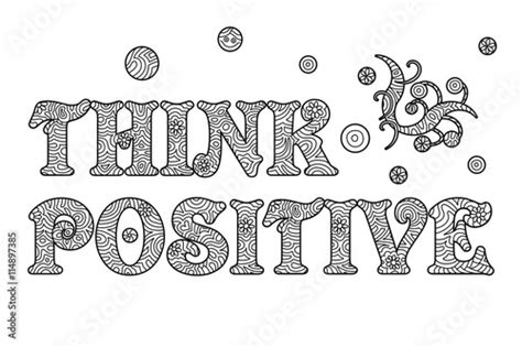 "Think positive. Toller Spruch zum Ausmalen" Stockfotos und lizenzfreie