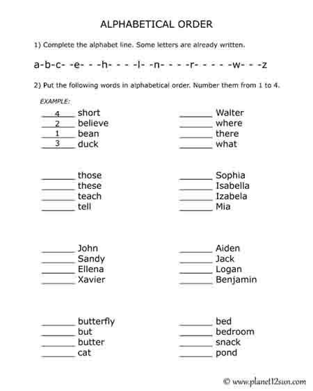Alphabetical Order Worksheets Grade 1 Worksheets