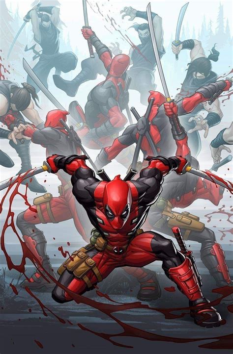 An Image Of Deadpool In Action With Other Deadpool Characters Around Him And The Deadpool