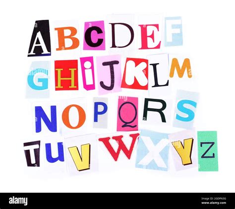 Colorful Newspaper Alphabet Isolated On White Stock Photo Alamy