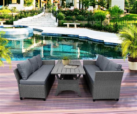 Nature converted into modern outdoor living. Outdoor Conversation Sofa Set, 3 Piece Patio Sectional ...