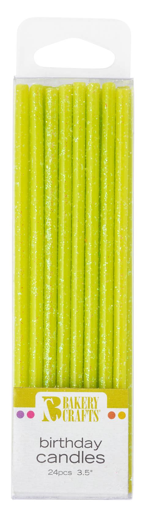 Lime Green Slim Glitter Specialty Candles Decopac