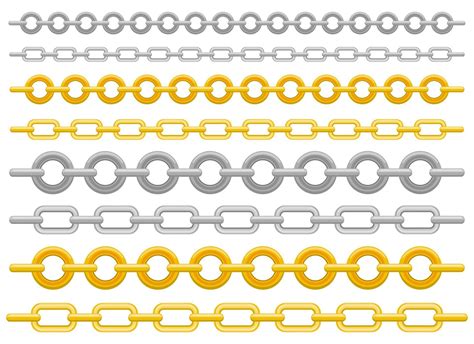 Metallic Chain Vector Design Illustration Set Isolated On White Background Vector Art At