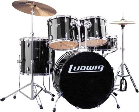 Ludwig Accent Drive 5 Piece Drum Set In Black Complete With Stands And