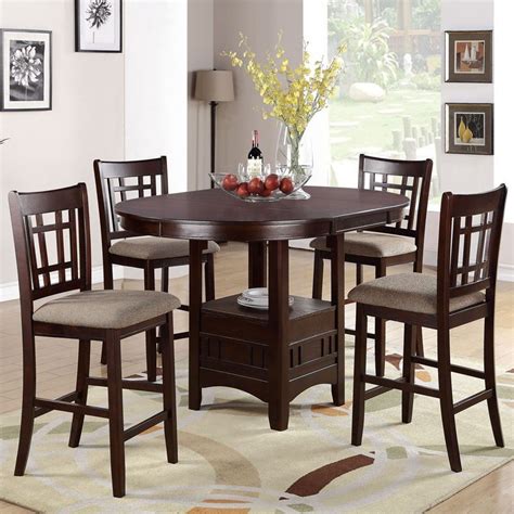 Round dining room sets with leaf ideas on foter. ROSY BROWN 5 PC Round Table w/ Leaf Cushion Seat Chair ...