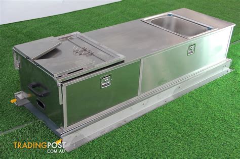 Camper trailer kitchen are perfect for couples looking to cement their love in style and families looking to spend some time outdoors in a classy way. STAINLESS STEEL CAMPER TRAILER SLIDE OUT KITCHEN. 2 ...