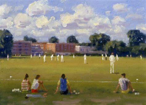 Oil Painting Cricket Match Cricket Painting