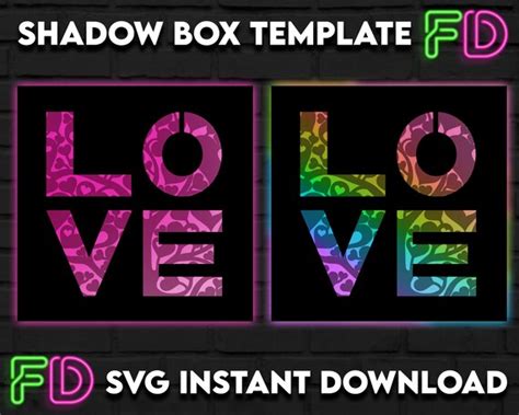 Love Shadow Light Box Template SVG. Shadow Light Box Cricut | Etsy