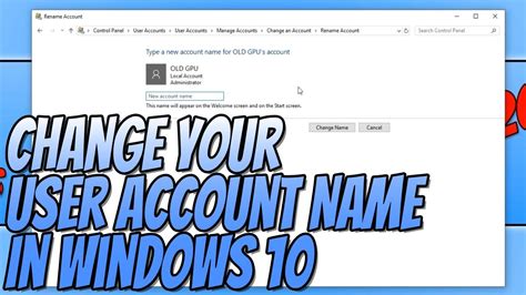 How To Change Your User Account Name In Windows 10 Easy Tutorial YouTube