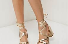 sandals gold heel block tie island river metallic shoes yellow women lyst