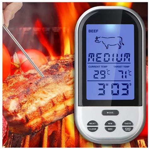 Digital Lcd Screen Display Practical Meat Thermometewireless Barbecue