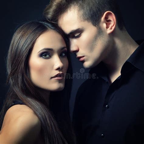 Passion Couple Beautiful Young Man And Woman Closeup Over Stock Image Image Of Couple