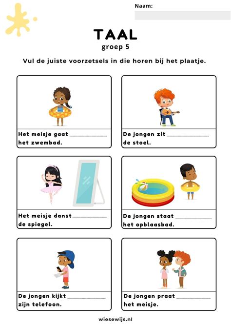 Werkblad Taal Groep Voorzetsels Oefenen Dutch Words Spelling My XXX