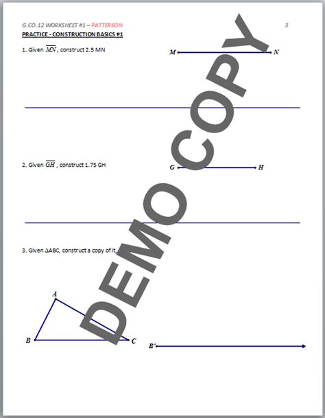 High School Geometry Common Core Gcod12 Basic Constructions