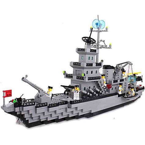 Lego Compatible Toy Army Navy Battleship Destroyer Ship With Cannon