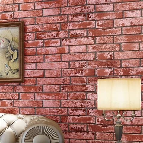 3d Wallpaper Red Brick Faux Brick Accent Wall Living Room Decoration