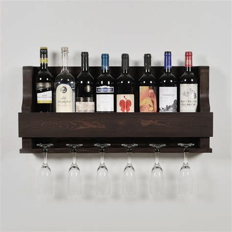 Rebrilliant Anding Natural 8 Bottle Wall Mounted Wine Bottle And Glass