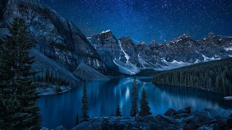1080p Free Download Blue Mountain Lake Time Blue Night Mountain