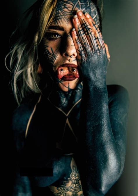 Covered In Black Ink This Full Body Tattoo Is Awesome Full Body Tattoo Tattooed Girls