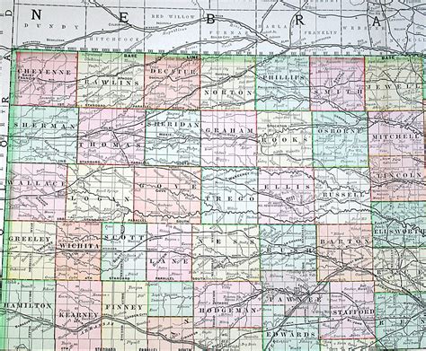 C Rand McNally Co Large Map Of Kansas M Antique Manuscripts Maps