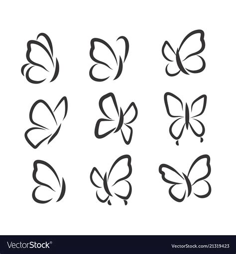 Butterflies Icons Royalty Free Vector Image Vectorstock