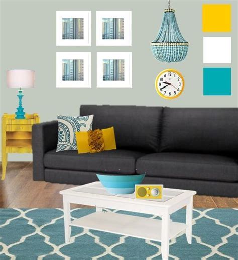 It's a tricky color but it can be very beautiful when combined with other colors. Living room turquoise, Teal living rooms, Grey and yellow ...