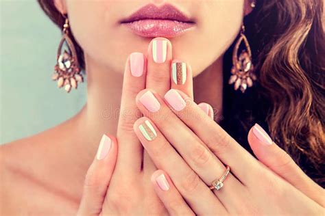 Beautiful Woman Showing Her Manicure Stock Image Image Of Cosmetics