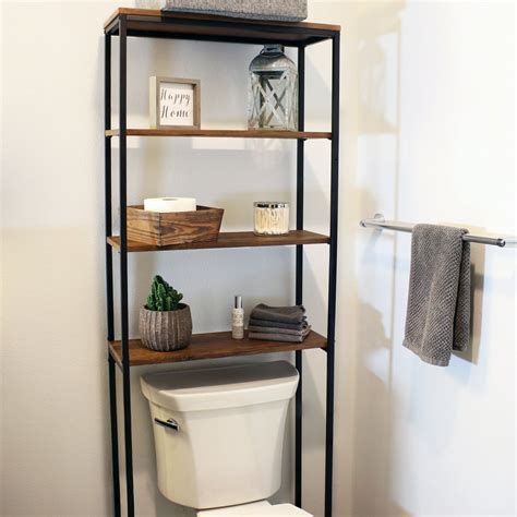 Sunnydaze 4 Tier Over The Toilet Storage Shelf Freestanding Open