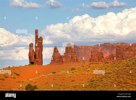 The Totem Pole Rock Formation Monument Valley Arizona Usa Stock