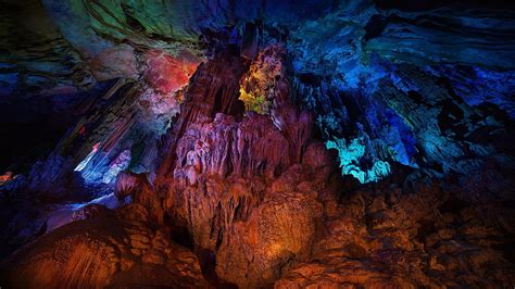 Картинки китай пещера отражение чудеса природы красота пещера