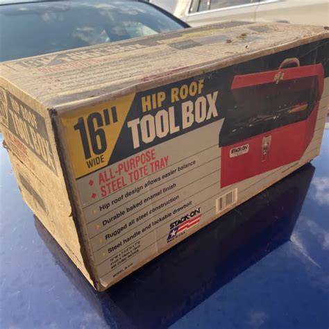 Vtg Nos Red Stack On Metal Tool Box 16 “ New In Factory Sealed Box
