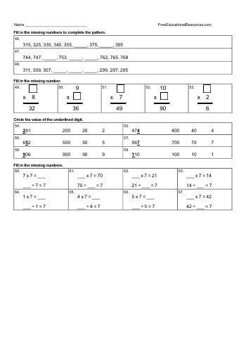 3rd Grade Math Review Worksheets | FreeEducationalResources.com