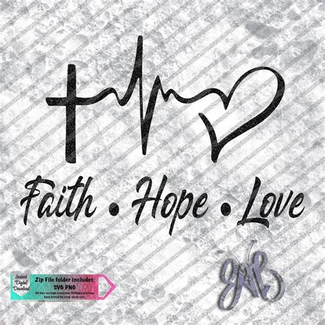 703 Faith Hope Love Heartbeat Svg Svg Cut File