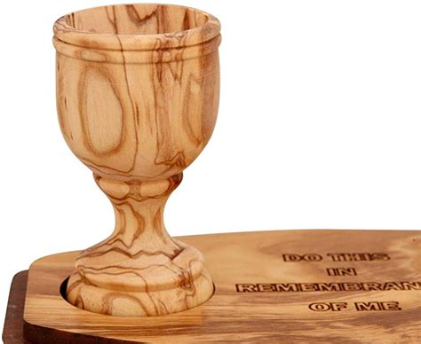 2 Cup Set Medium Olive Wood Tray Communion Cups The Lords