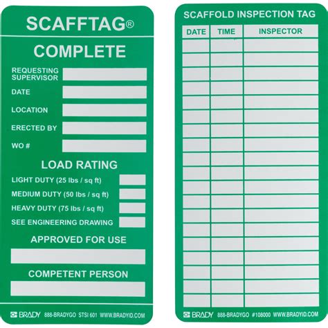 Free Printable Scaffold Inspection Tags Printable Templates