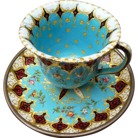 Beautiful Old Enamel Flower Tea Cup And Saucer Sold On Ruby Lane