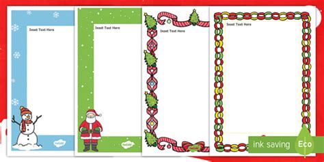Editable A4 Christmas Card Insert Template Twinkl