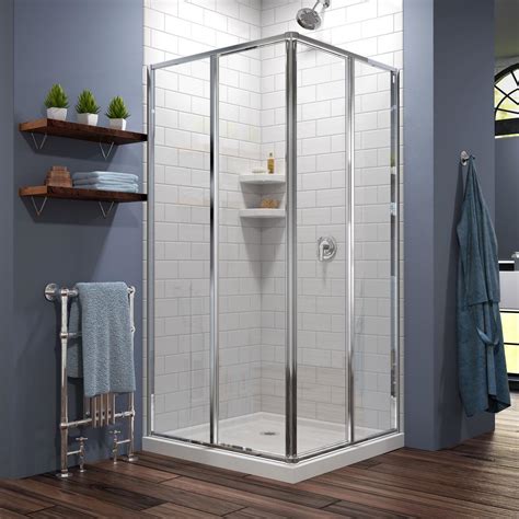 dreamline cornerview 36 in x 36 in x 74 75 in corner framed sliding shower enclosure in