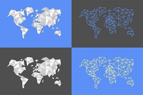 Polygonal Triangle World Maps Map Vector Polygon Map