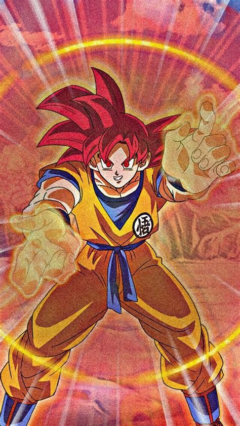 Gokú Ssj Dios Rojo Goku Fase Dios Rojo Personajes De Dragon Ball