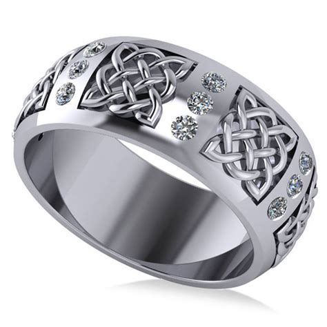 Celtic Diamond Wedding Ring Band 14k White Gold 024ct Ad5112