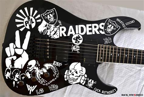 Jeff Hanneman Raiders Guitar Stickers Replica Rockstickers23