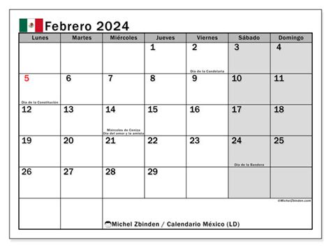 Calendario Febrero M Xico Ld Michel Zbinden Mx